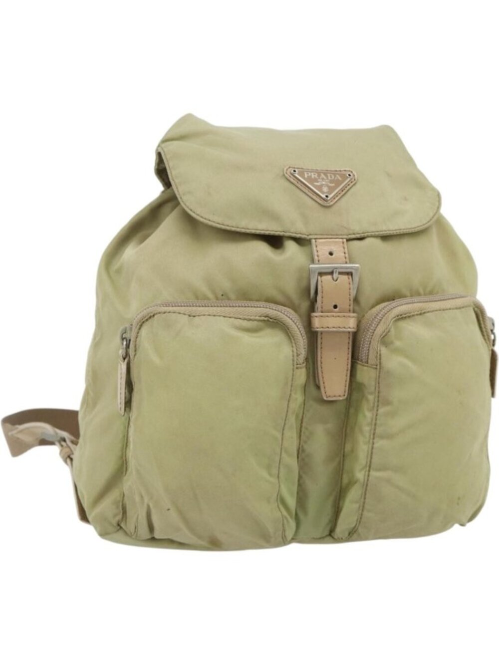 PRADA Backpack Nylon Khaki Silver